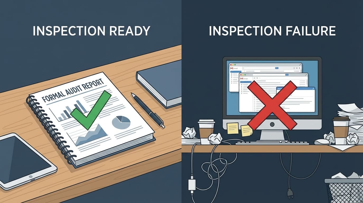Supplier audit report inspection ready vs inspection failure comparison