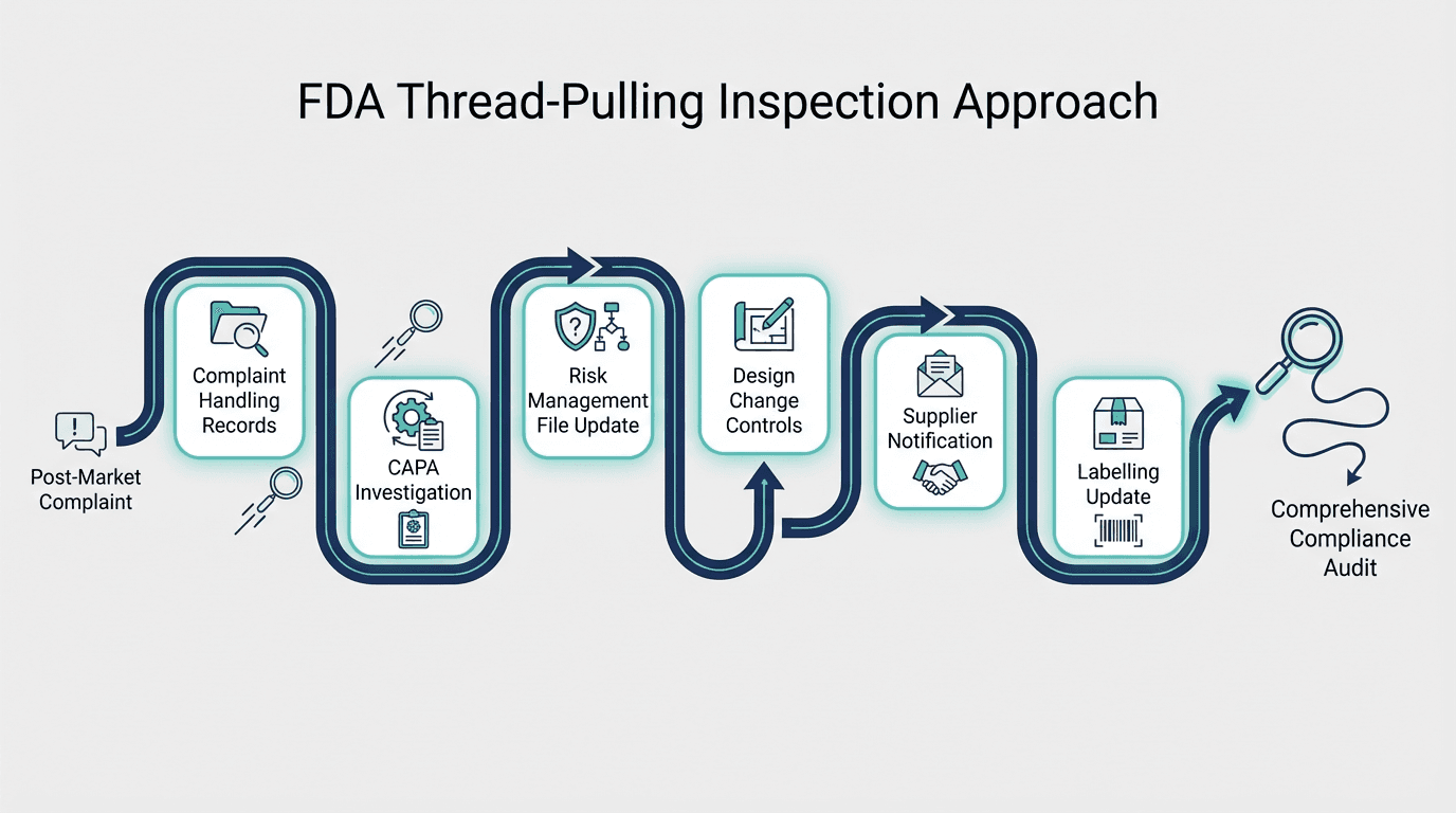 Six QMS areas under QMSR inspection framework infographic