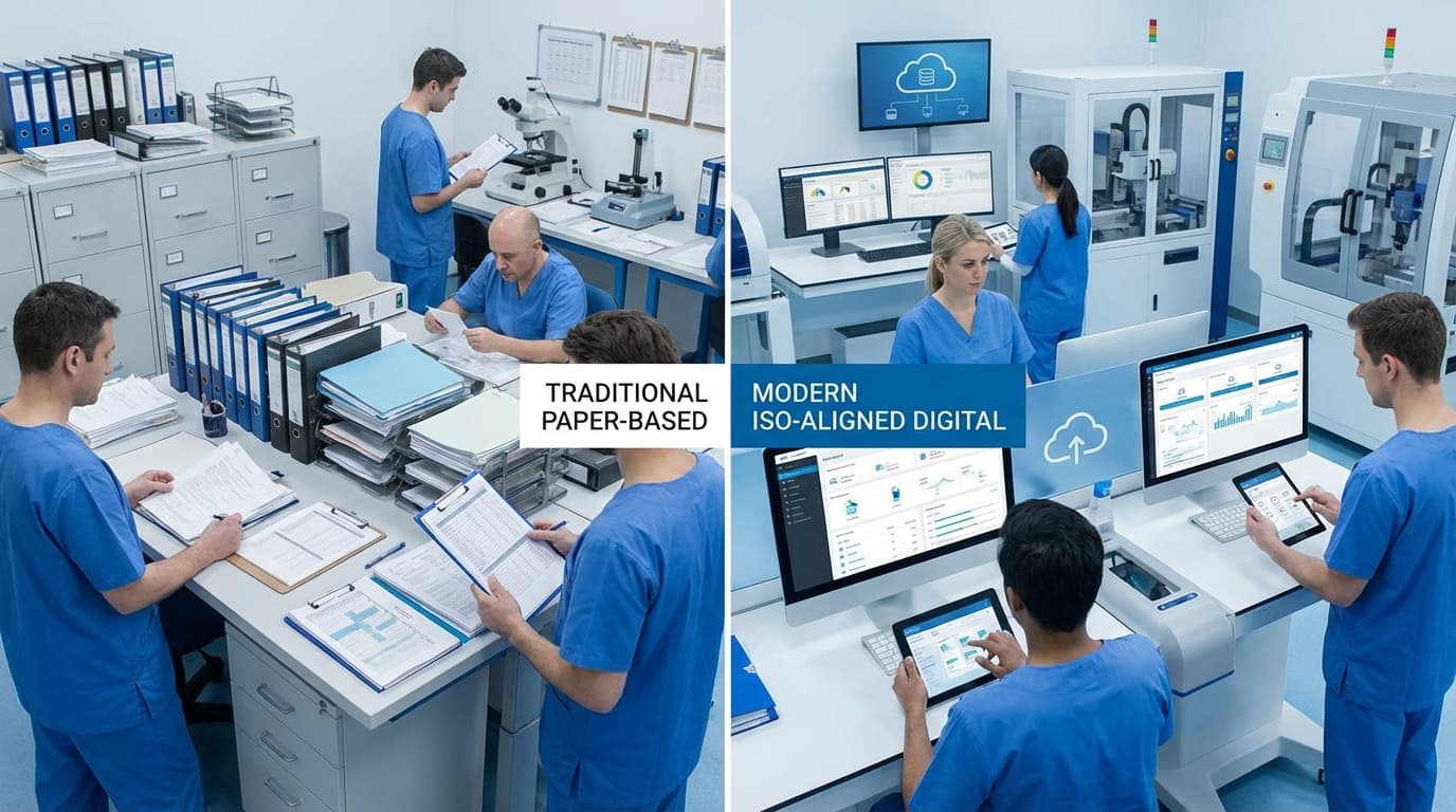 Comparison between traditional QSR paper-based systems and modern QMSR digital quality systems